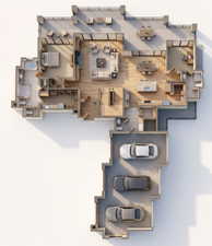 Floor plan 3D rendered using AI.