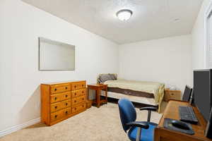 Room featuring light beige carpeting and white wall paint