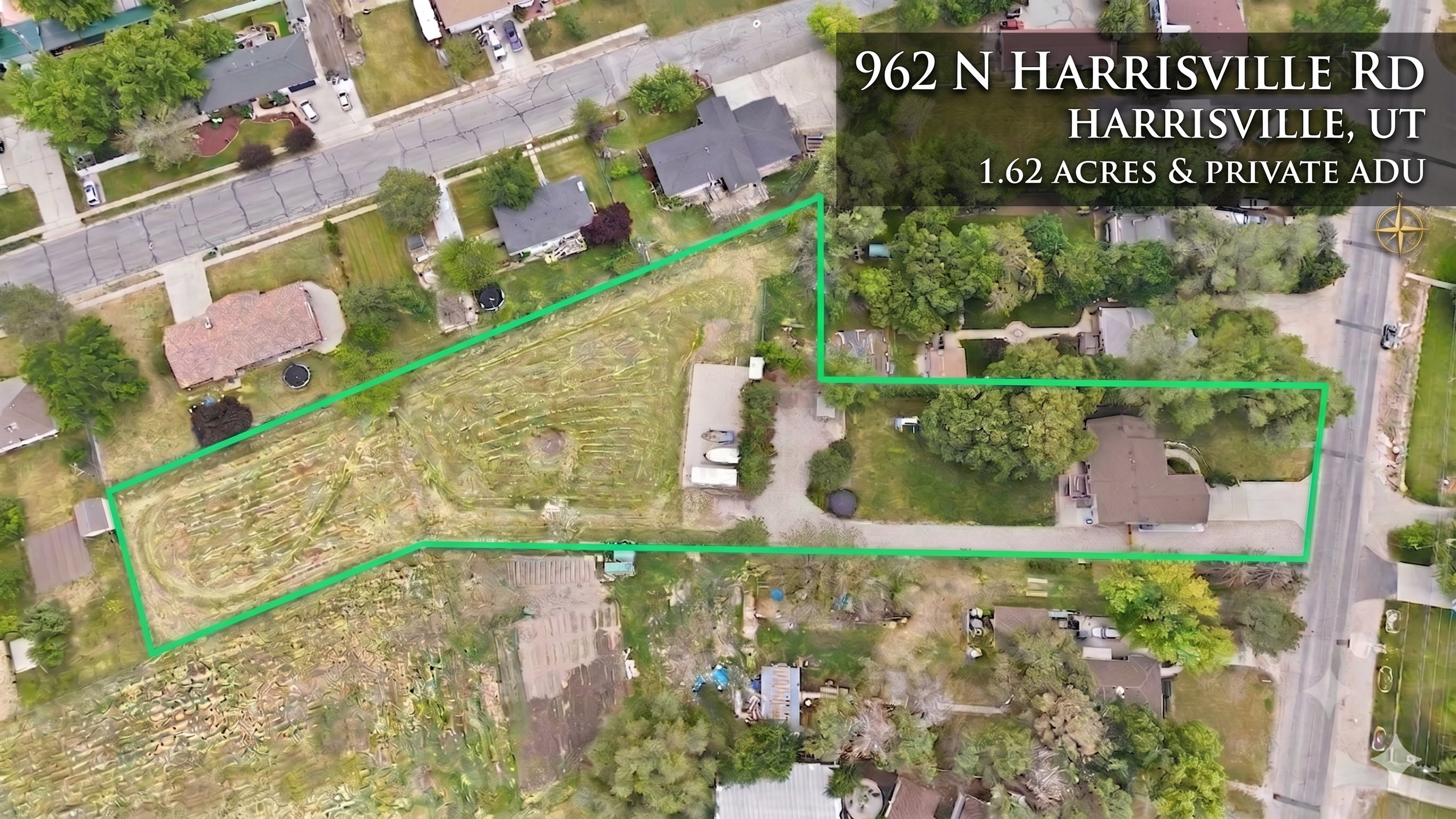 Aerial Property Boundary Map. Illustrating the property's perimeter and its constituent parcels
