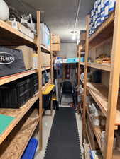 Extensive built-in shelving providing ample storage capacity