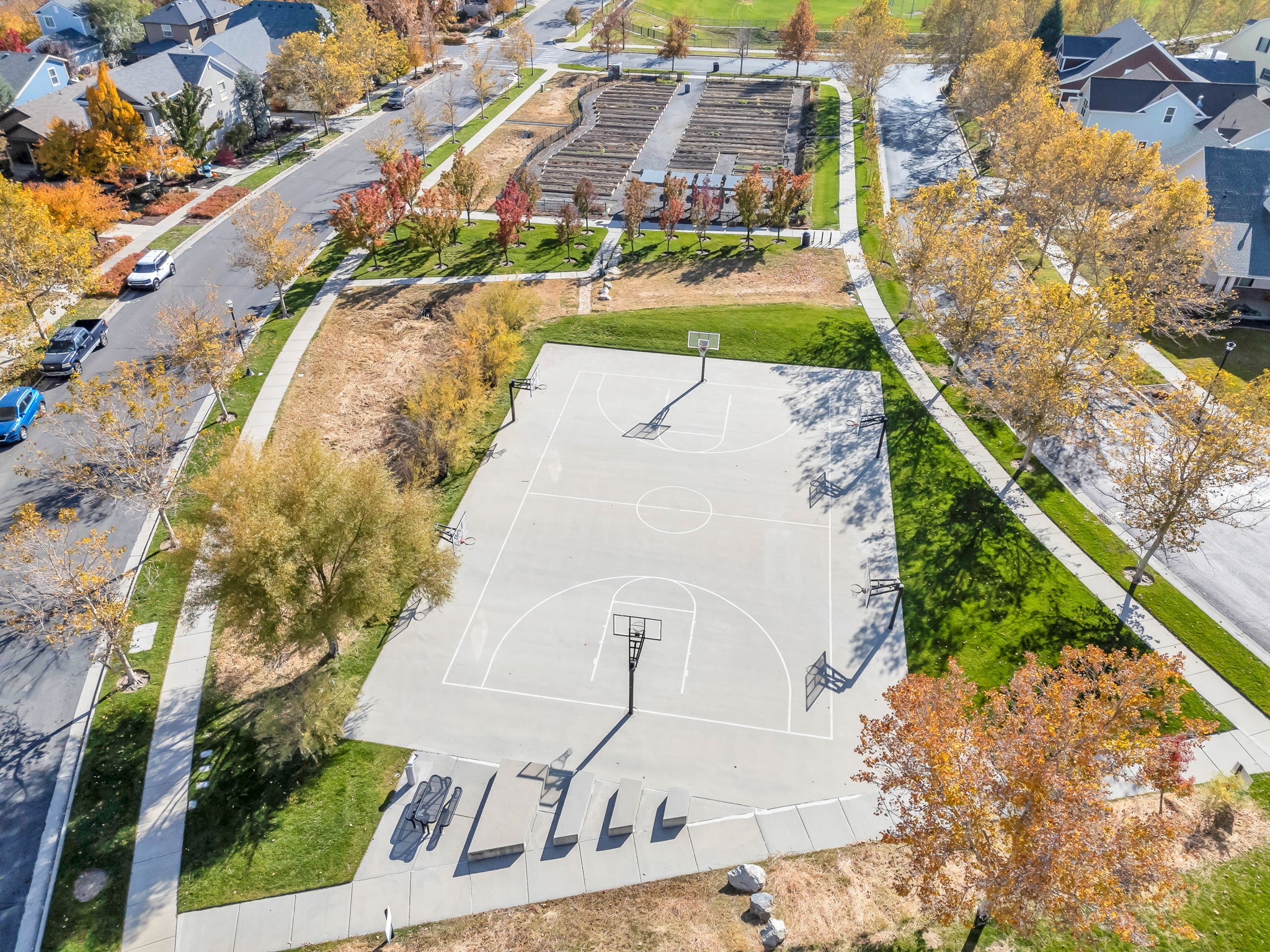 Aerial view of HOA basketball court