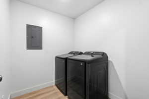 Dedicated laundry area with a clean aesthetic