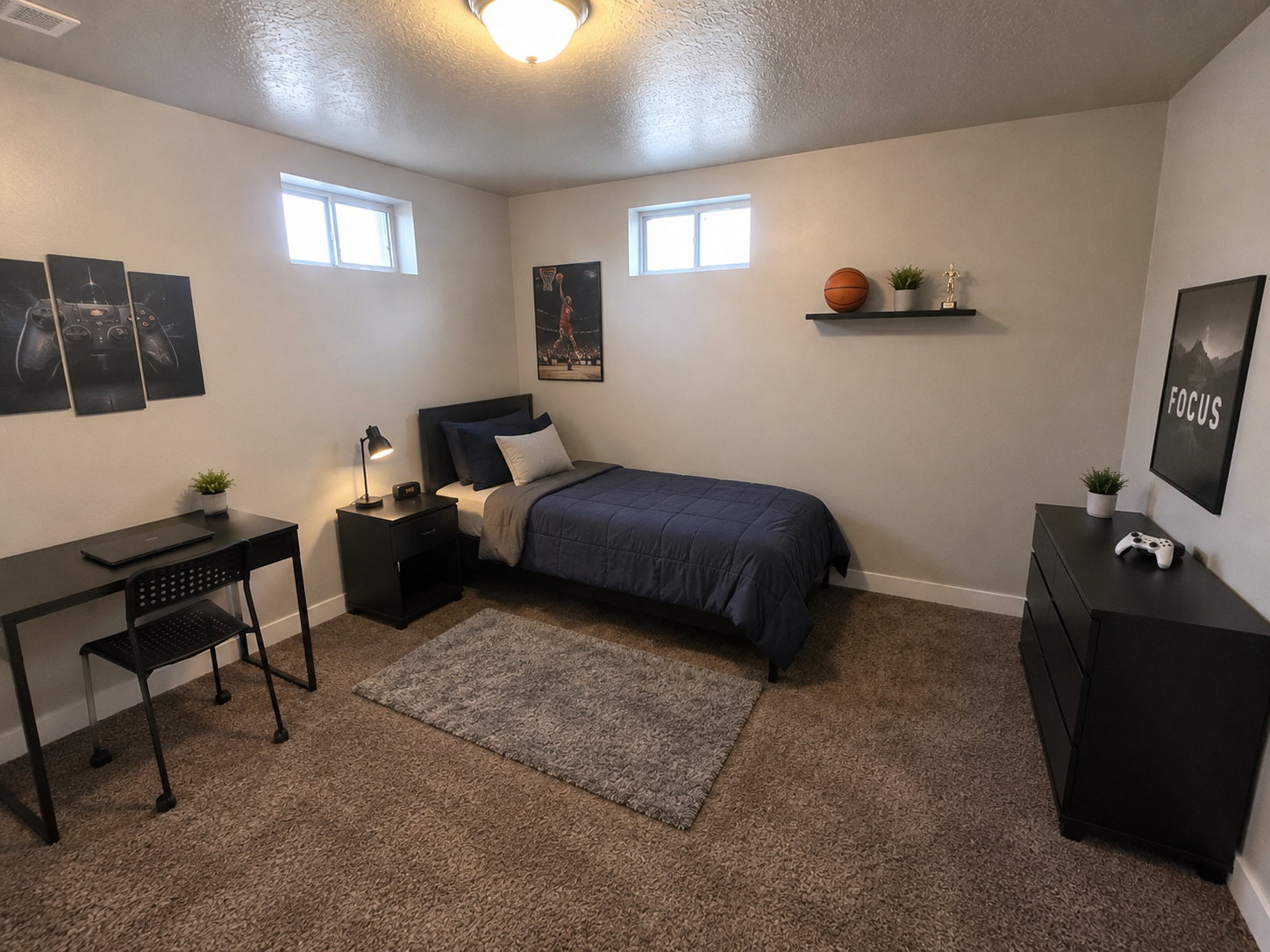Virtually Staged 2nd Bedroom Downstairs