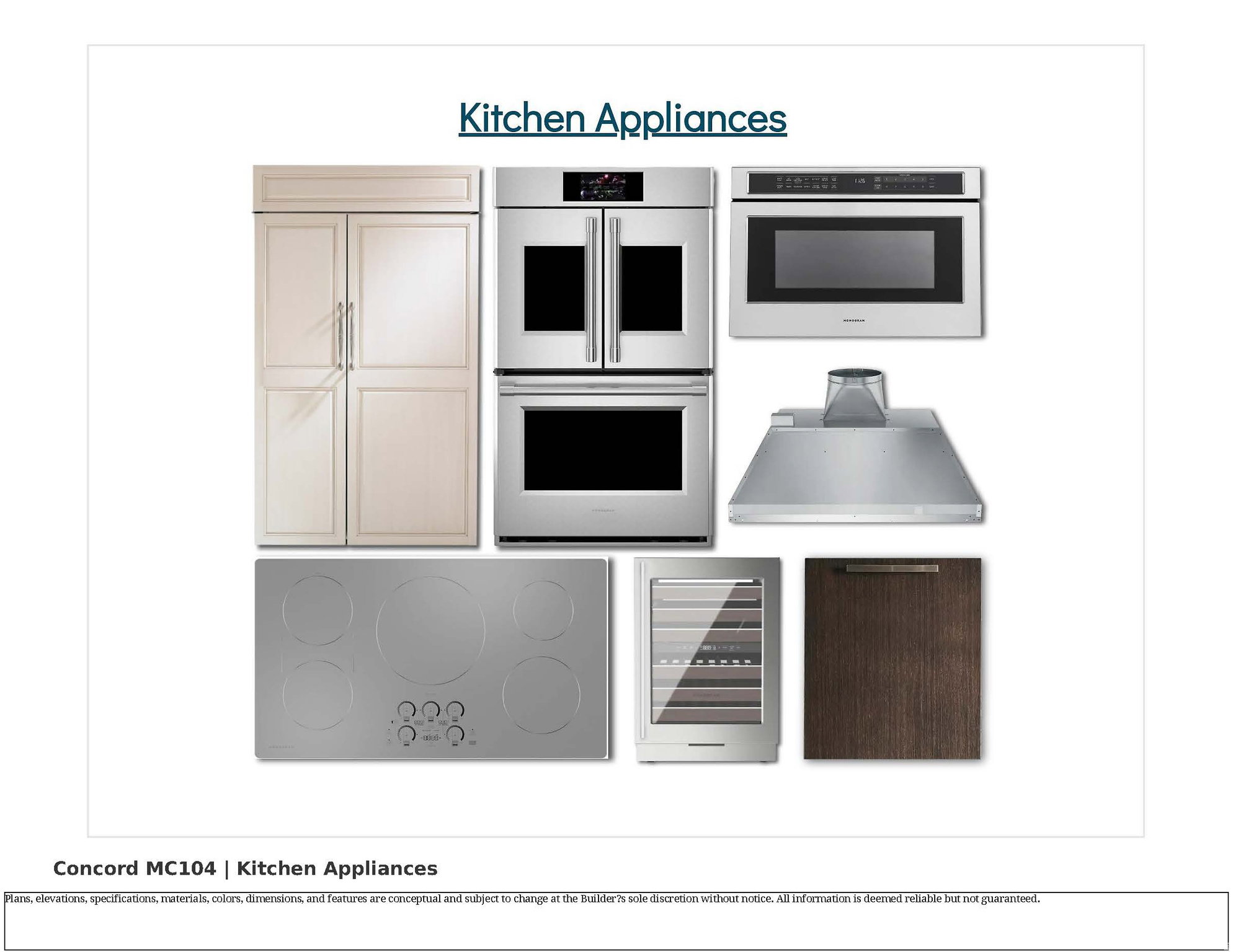 Concord MC104 Kitchen Appliances. Displaying the specified kitchen appliance models for the property