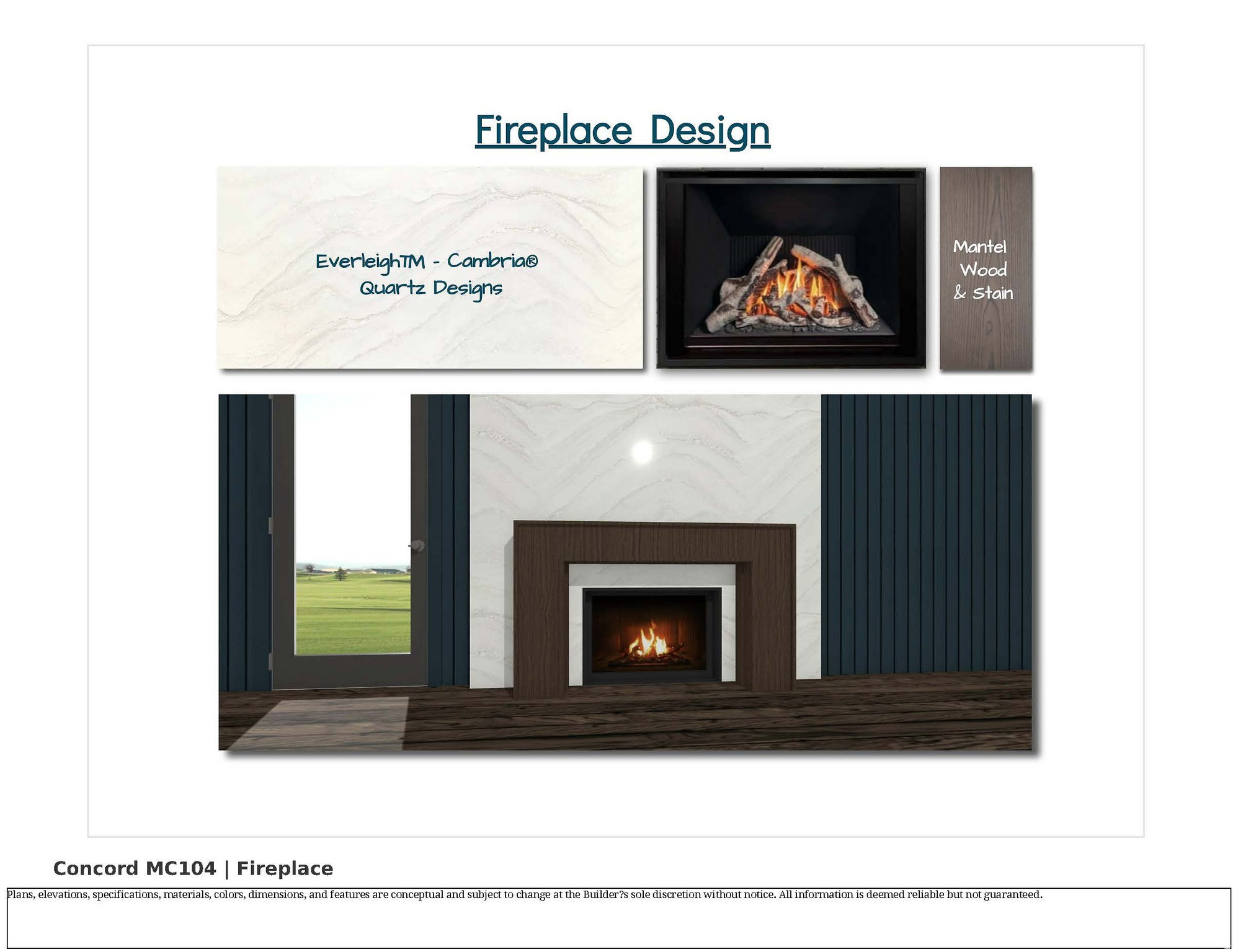 Design Specification. Illustrating the proposed fireplace design for the property, including materials and finishes