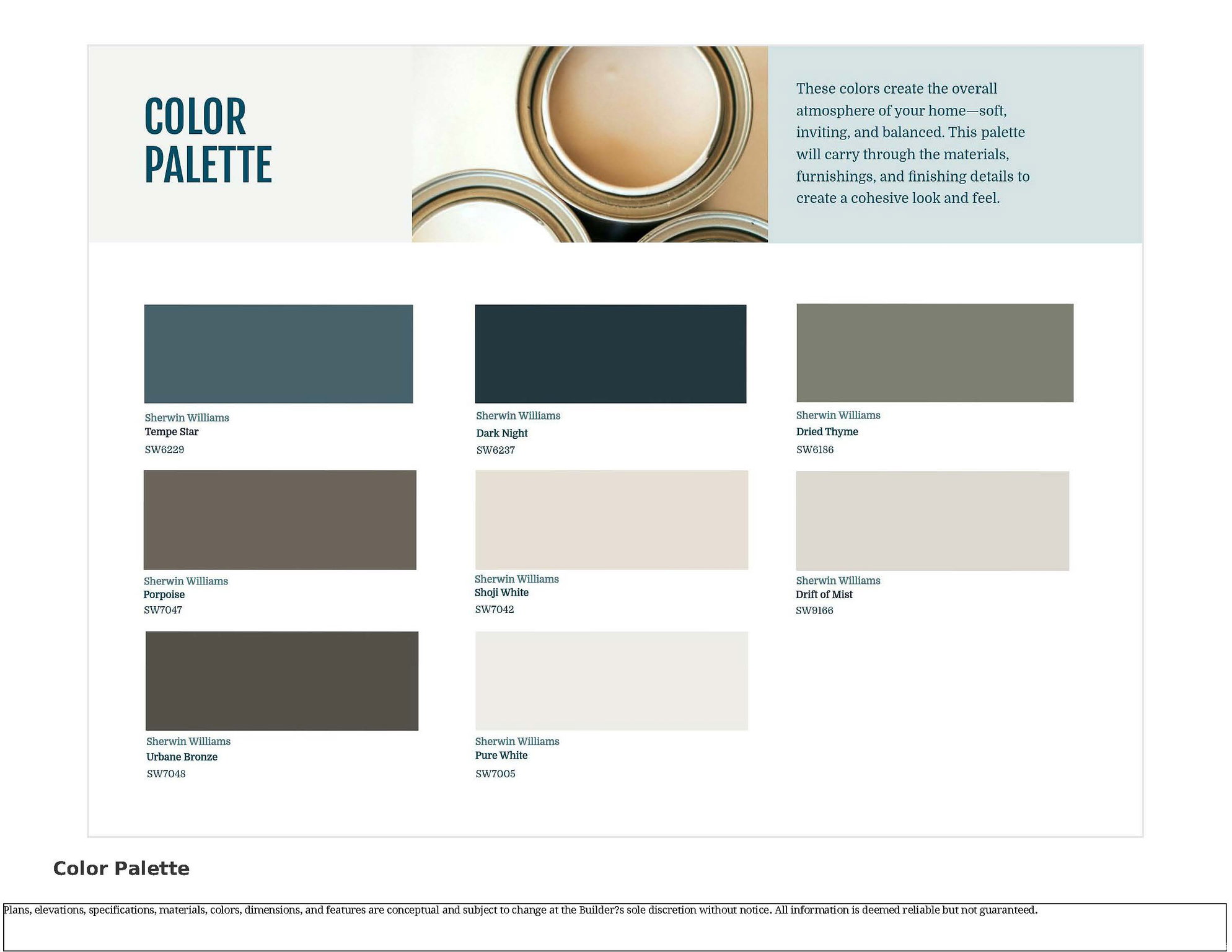 Color Palette. Presenting a selection of color options for property finishes