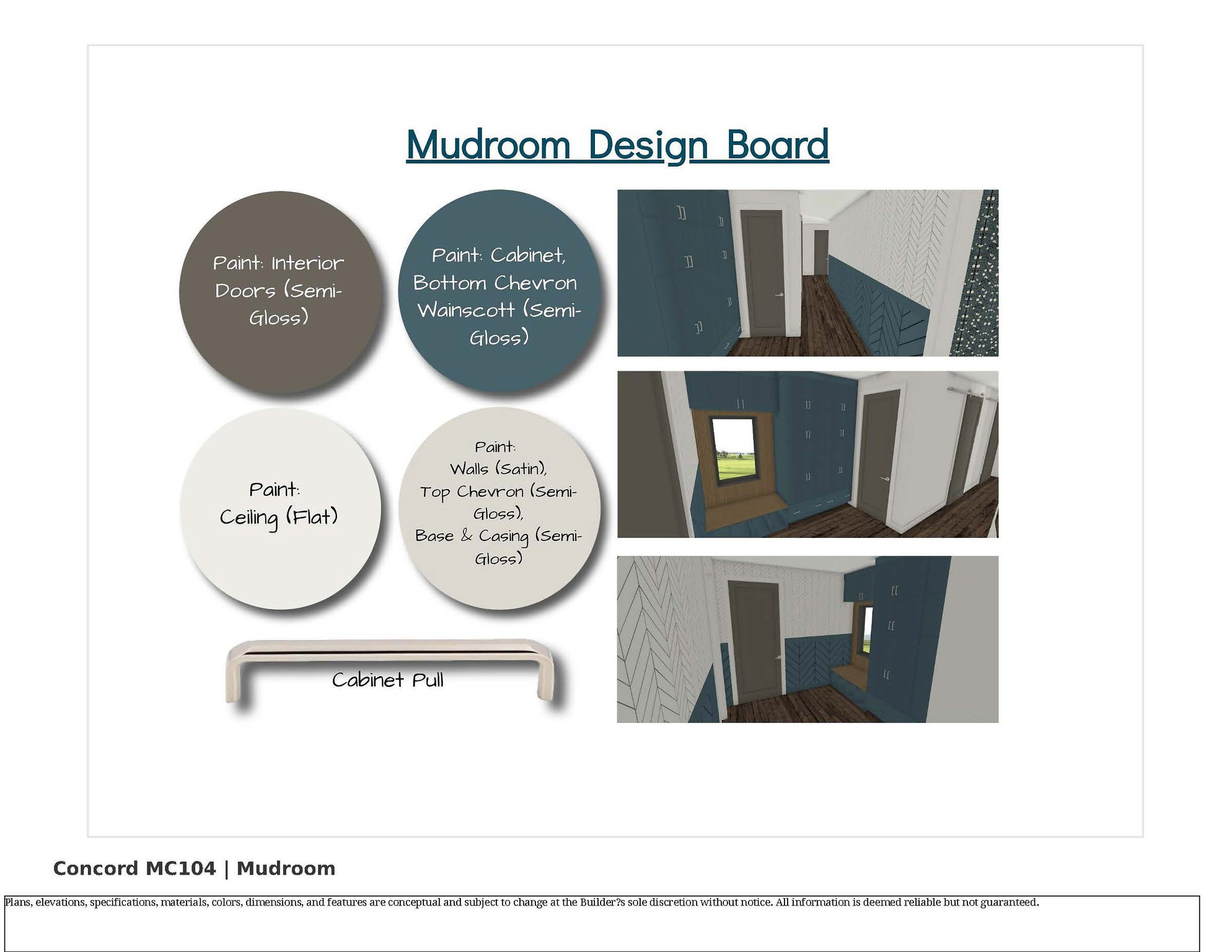 Design Board. Presenting material and finish specifications for the property's mudroom