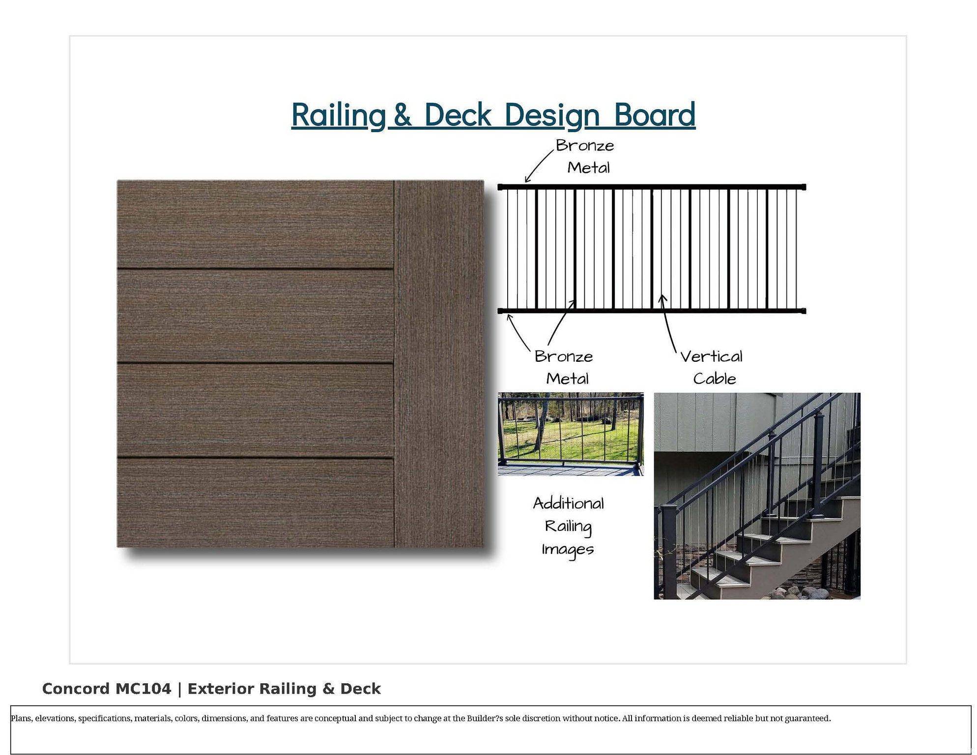 Railing & Deck Design Board. Presenting material and design options for exterior railing and deck components