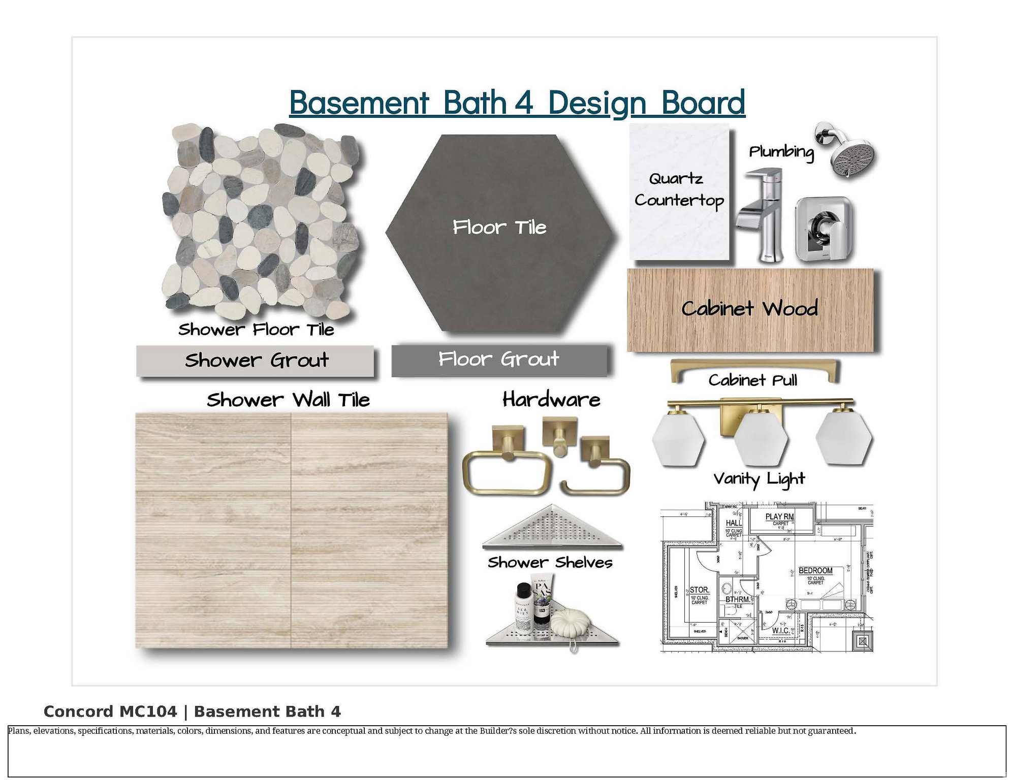 Design Board. Presenting material and fixture selections for a property area