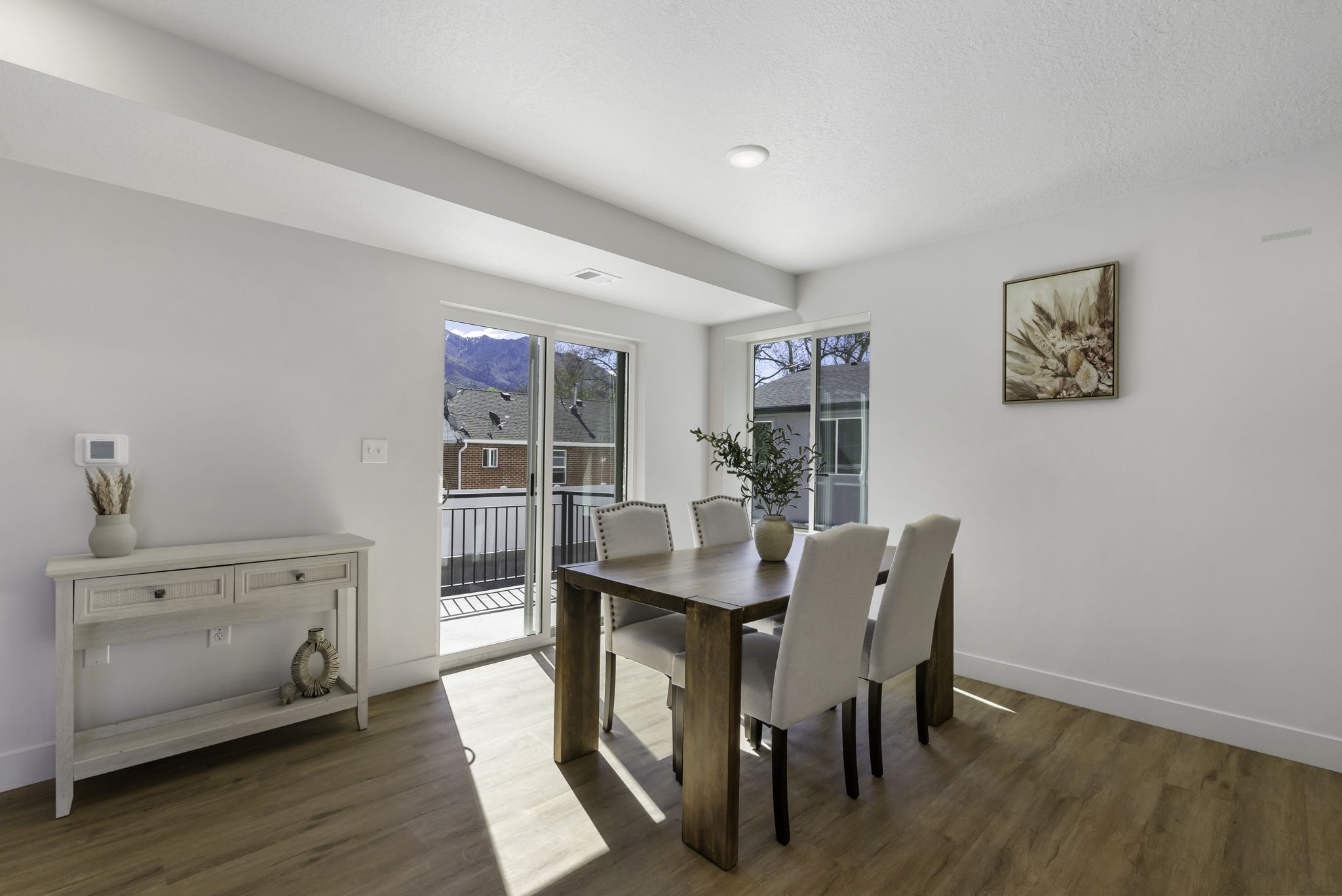Dining area with walkout deck
