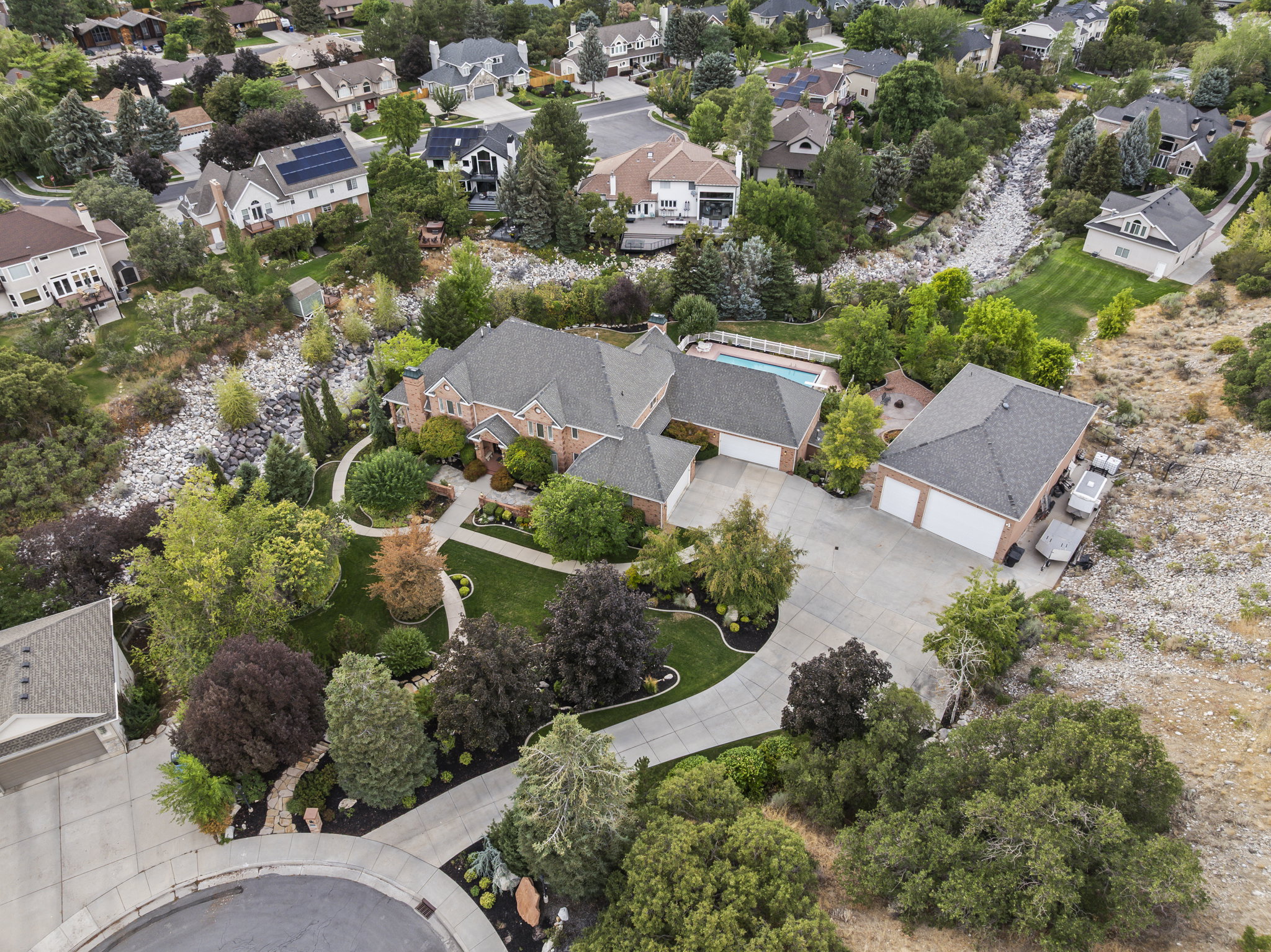 Aerial perspective of suburban area