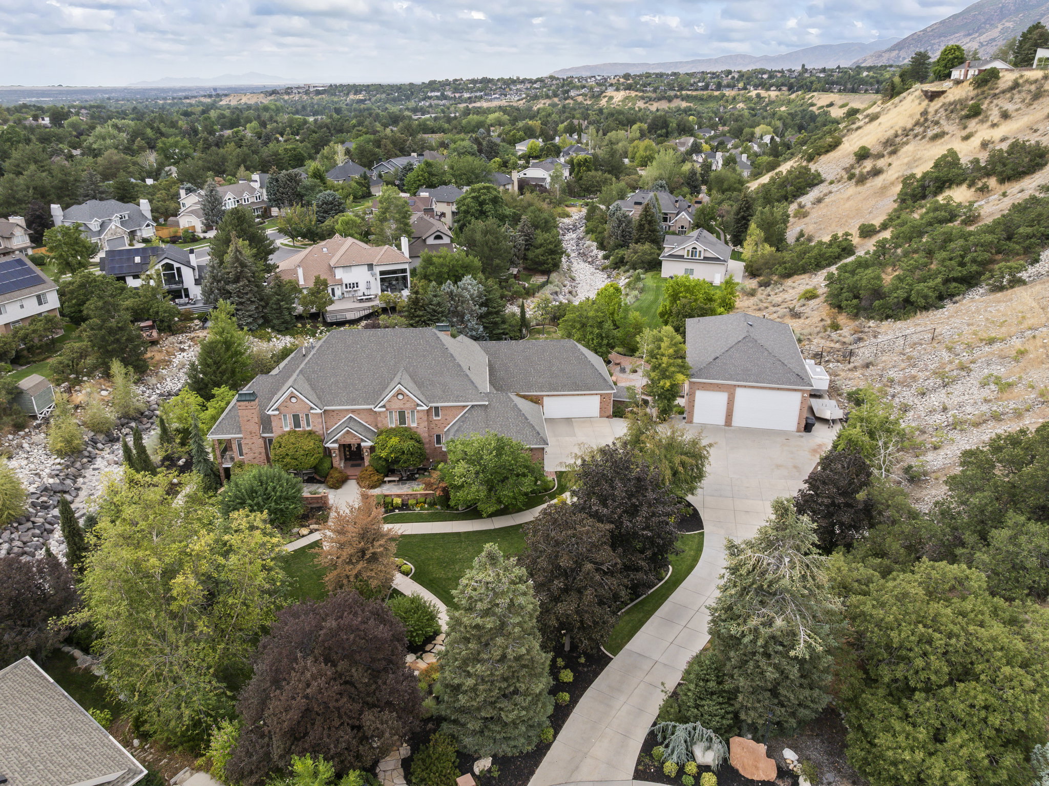 Aerial perspective of suburban area