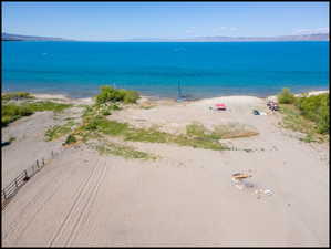 Aerial view from over the cabin to the north showing beautiful Bear Lake
