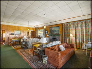 Large great room with mid century classic decor