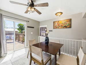 Sliding glass door opening to an outdoor deck