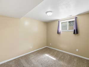 Neutral-toned carpeting paired with light beige walls