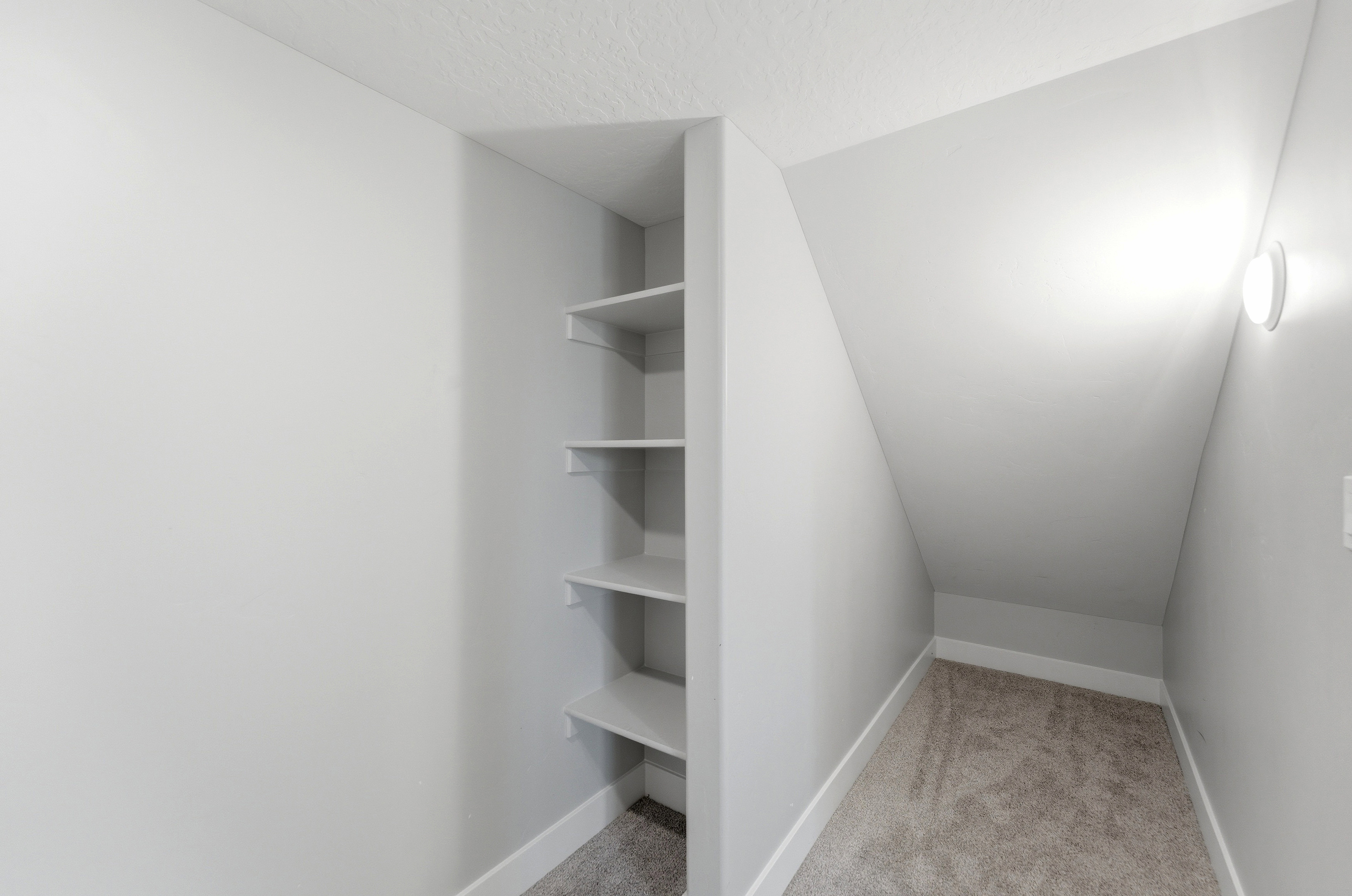 Built-in shelving unit providing practical storage