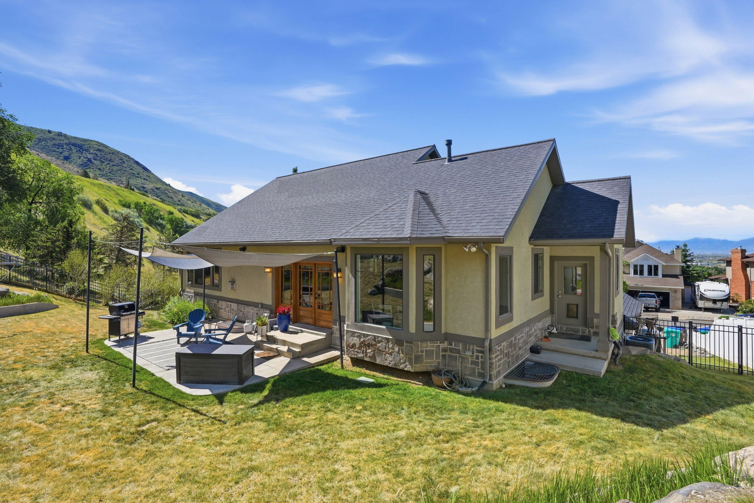 Pretty views from all angles of the backyard.