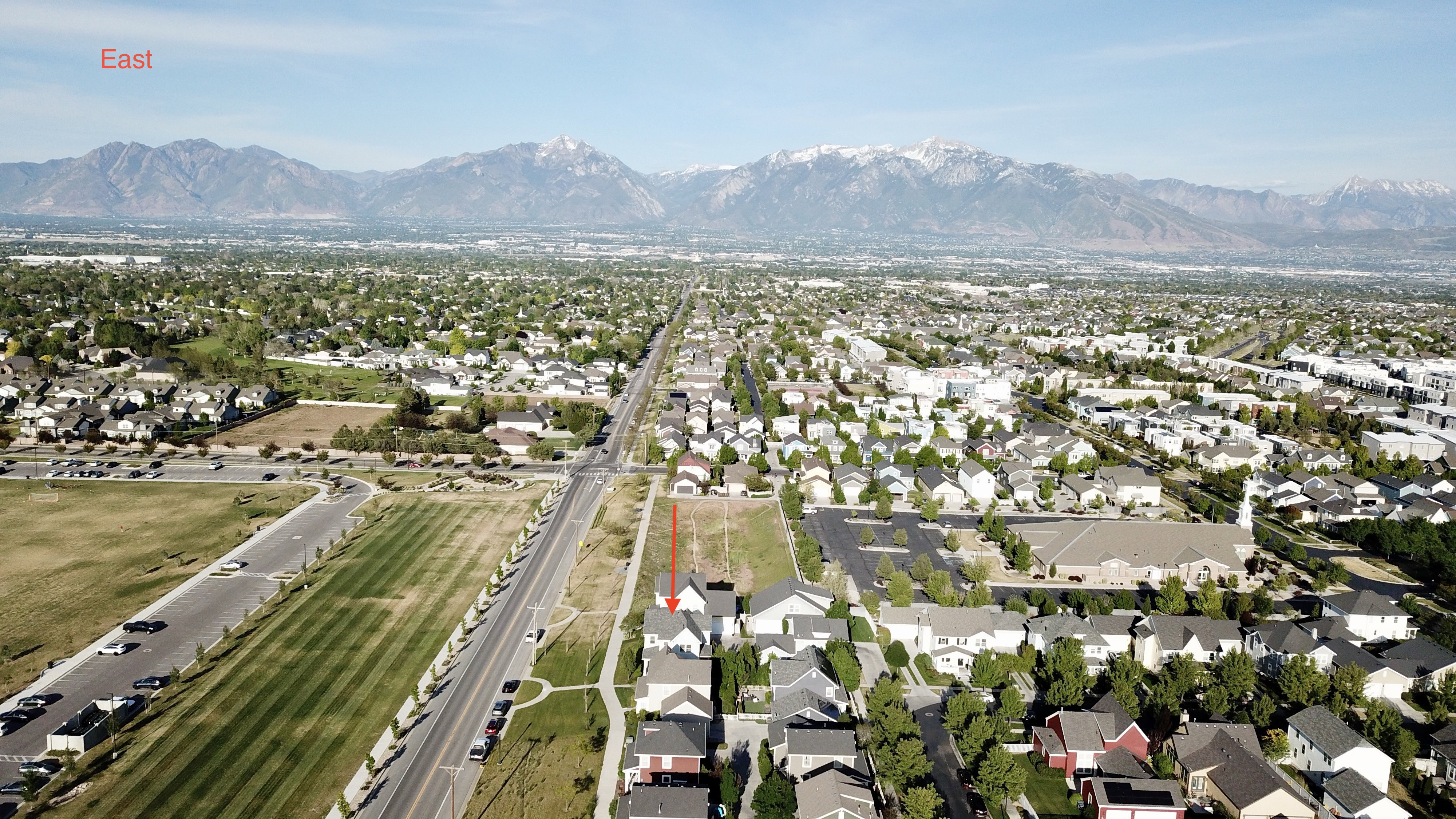 Aerial view looking East.