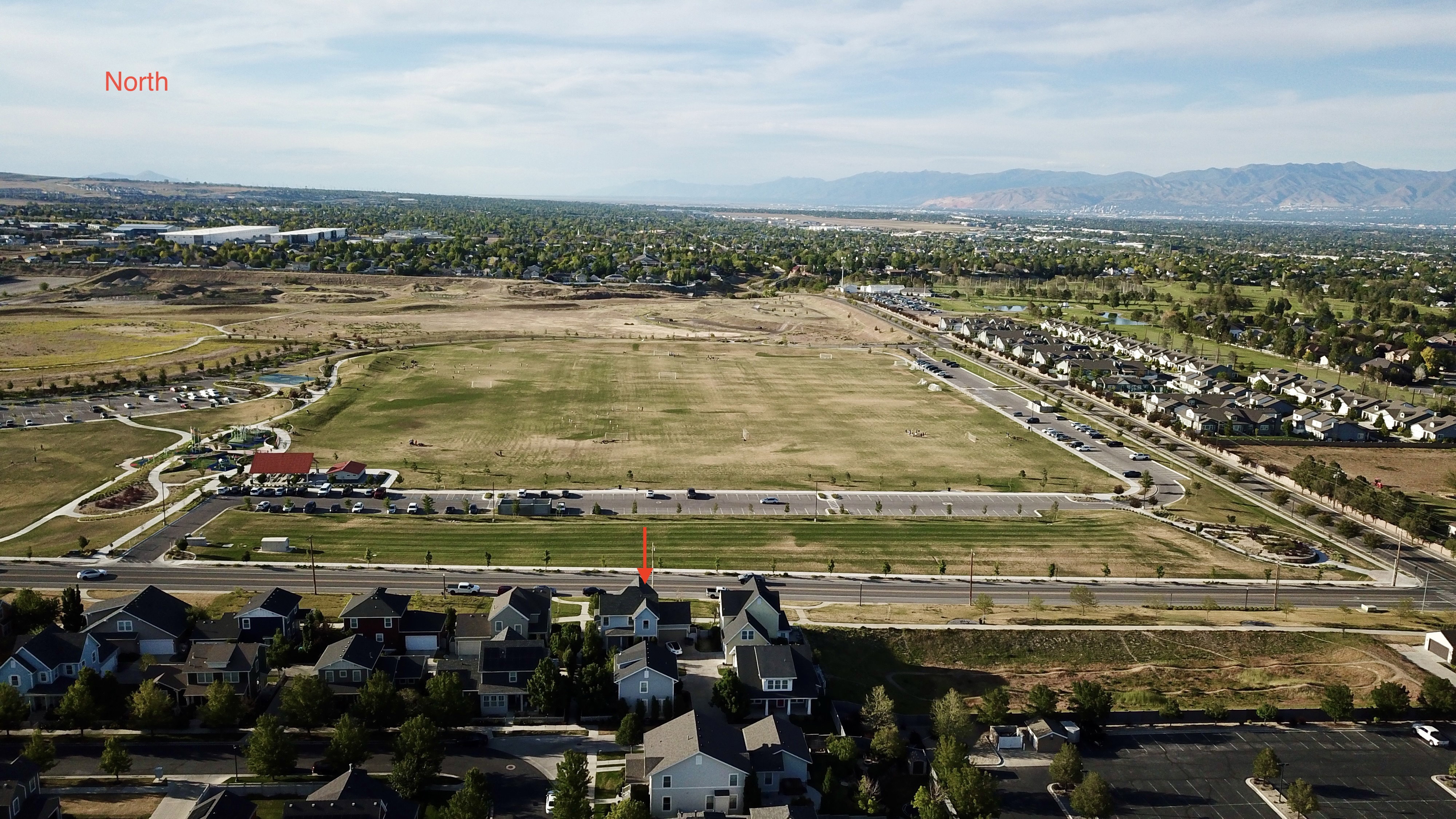 Aerial view looking North.