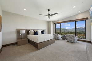 Expansive window wall with mountain and valley scenery