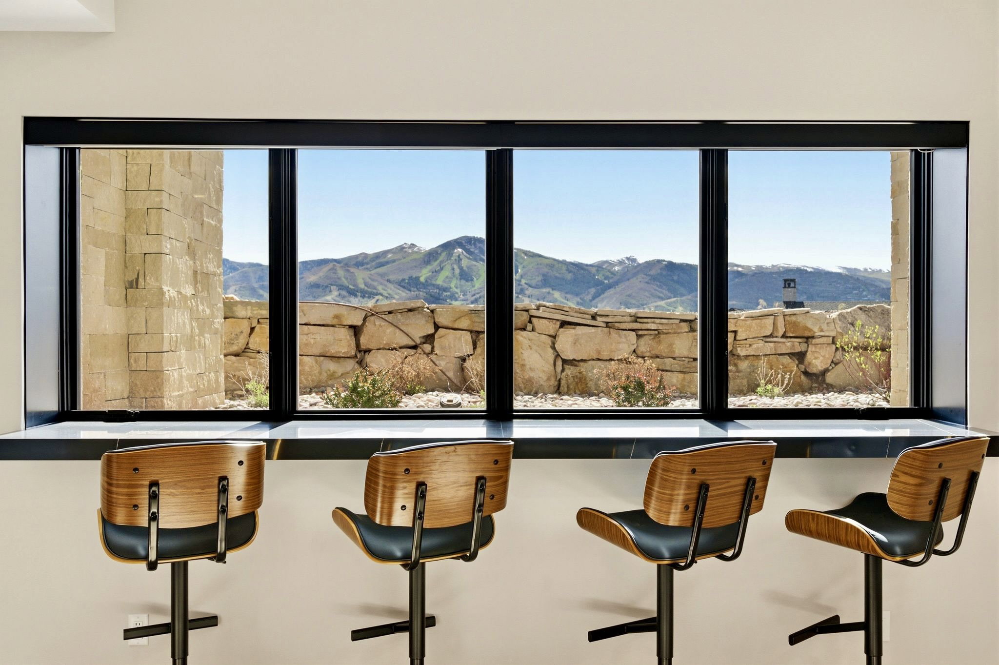 Panoramic window featuring black framing