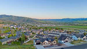 Panoramic aerial perspective showcasing a residential neighborhood with varied architectural styles