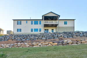 Contemporary stucco exterior with a multi-level design