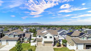 Modern residential neighborhood featuring a mountain backdrop
