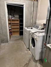 Concrete flooring with built-in storage shelving