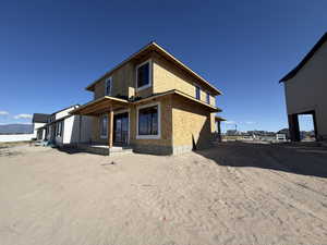 Rear Elevation with a covered back patio