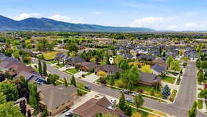 Residential neighborhood with mountain backdrop