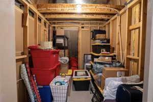 Storage closet off the downstairs bathroom