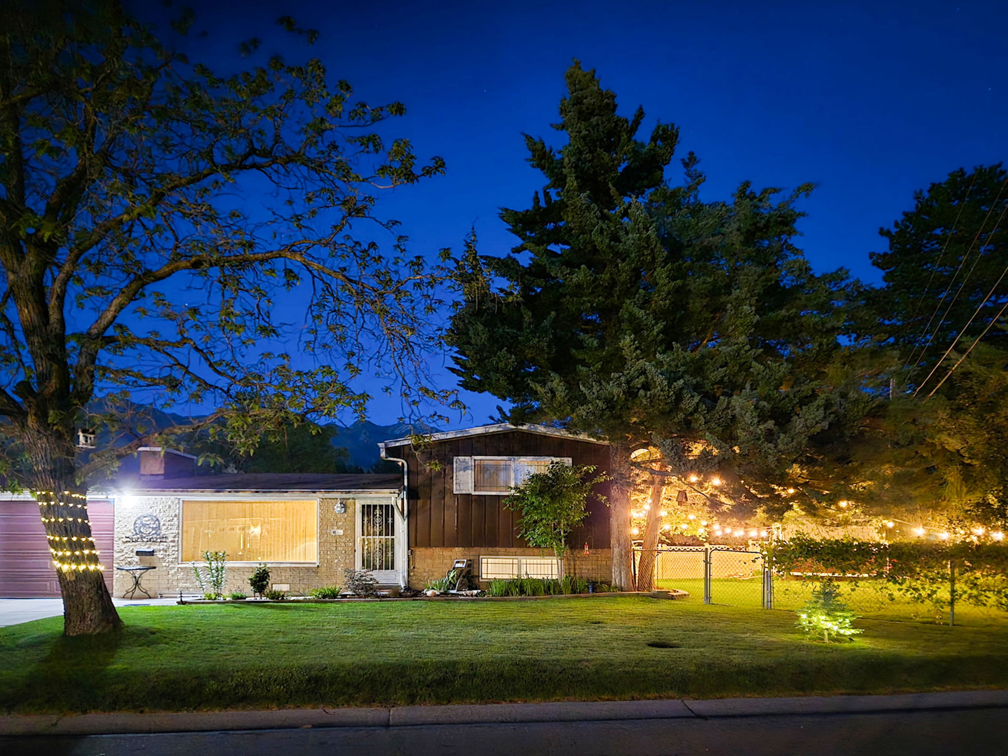Exterior at night. Lighting creates a very enjoyable ambience.