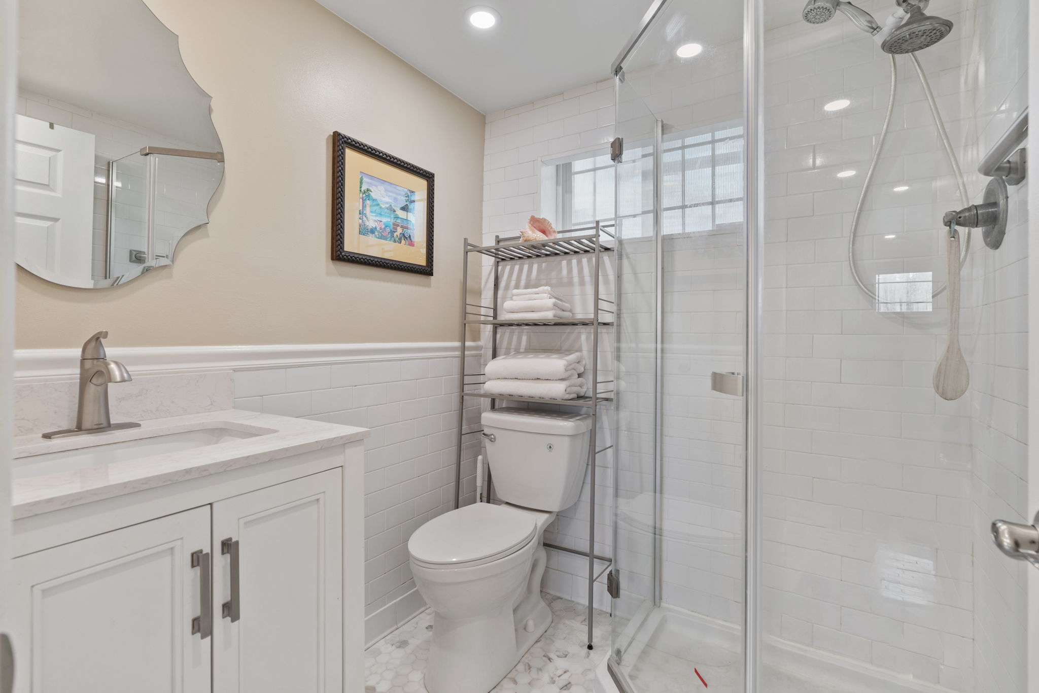 Newly Updated 3/4 Bath.
