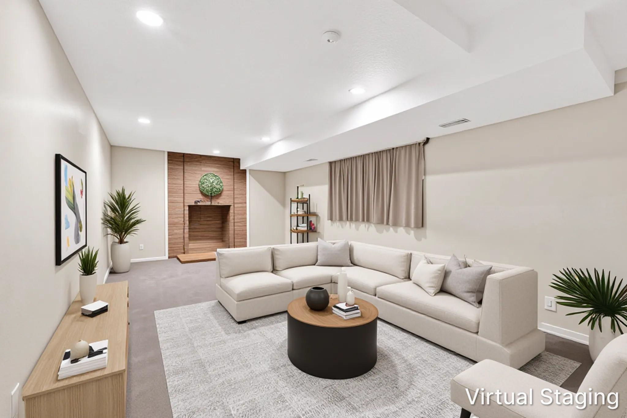 * Virtual staging to show possible use of the basement family room area.