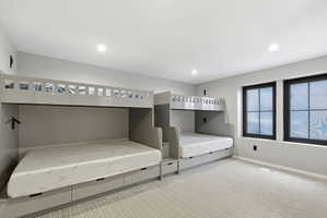 Built-in bunk beds with integrated storage drawers