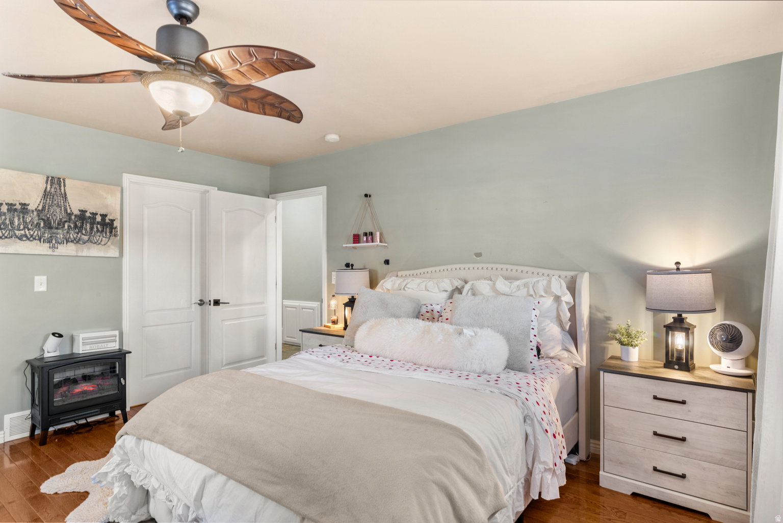 Hardwood-finish flooring complementing light-toned walls