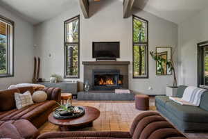 Vaulted ceilings with exposed beams