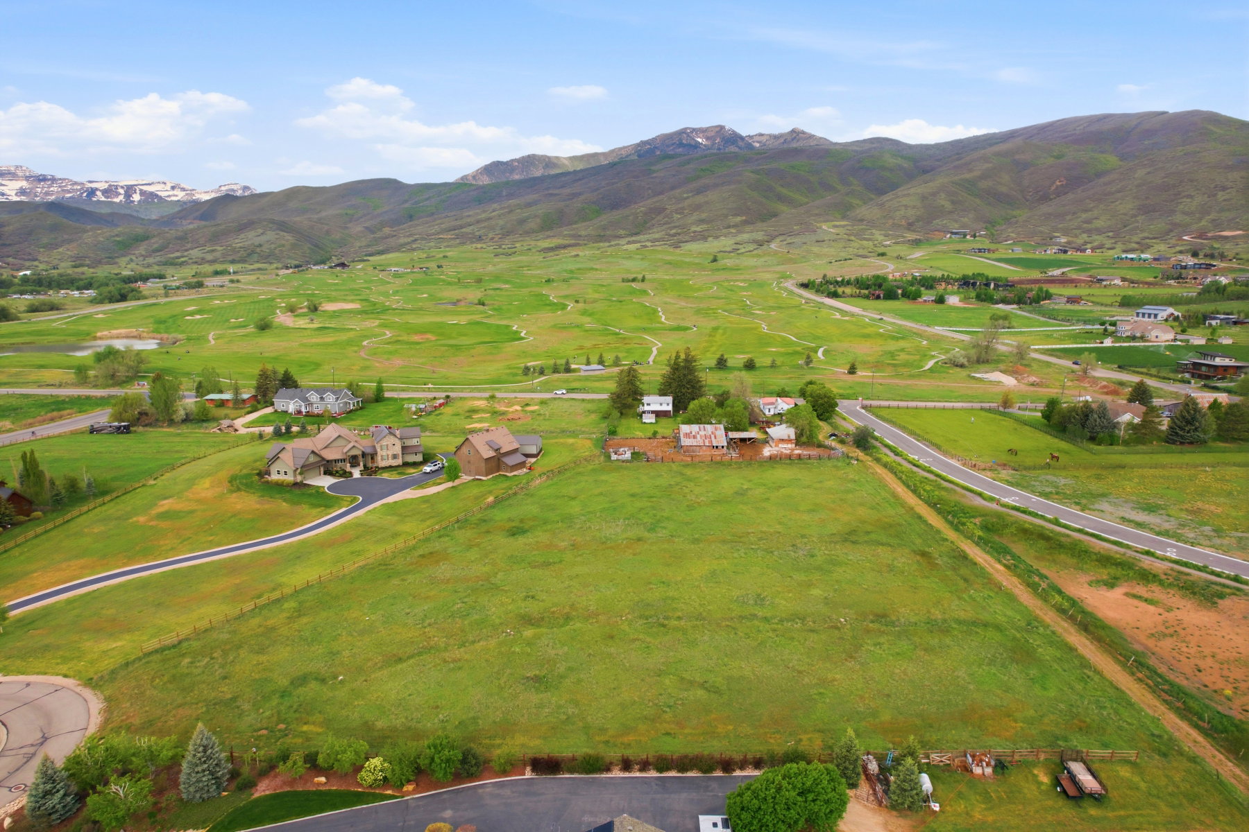 Expansive green landscape with distant mountains