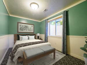 Bedroom #5 - Wainscotting & Crown Molding - virtually staged