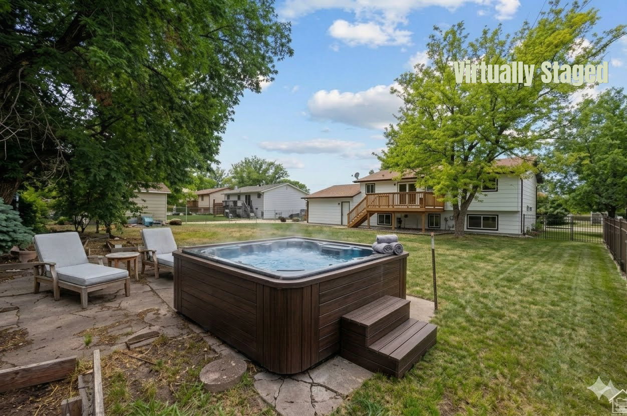 Great spot for a future hot tub or swimming pool, entertaining area, or play area