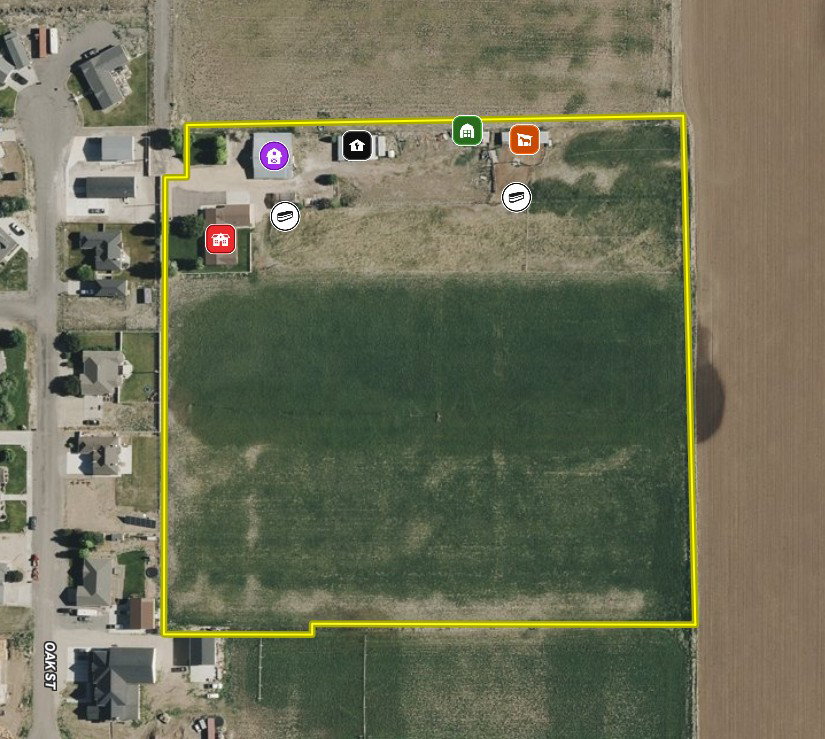 Aerial Property View. Illustrating the property boundaries and structures within the defined area