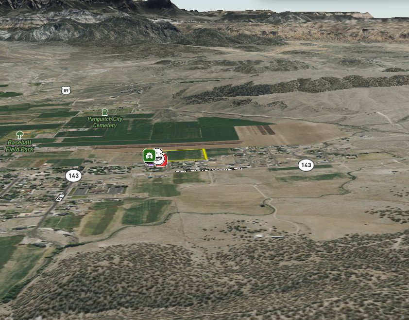 Aerial View. Displaying the geographic location and surrounding features of the property