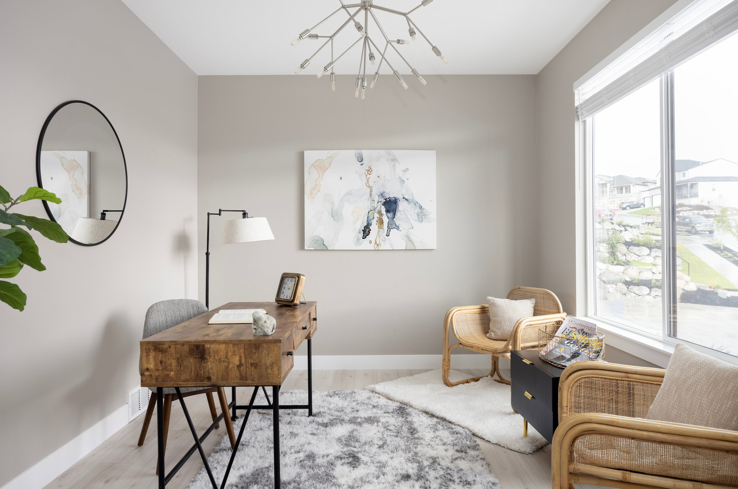 Bright room featuring abundant natural light from a large window