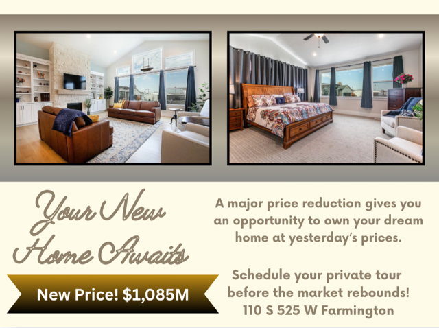 Property Listing Advertisement. Showcasing interior spaces and price reduction for the property