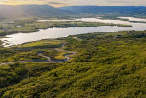 Winding paved road traversing a verdant landscape with extensive tree coverage