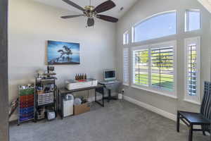 Vaulted ceiling with an integrated ceiling fan