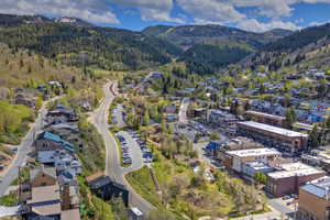 Mountain community featuring diverse architectural styles, winding roads, and extensive green spaces