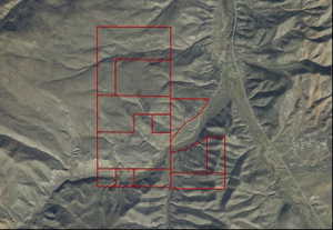 Aerial Map. Depicting property boundaries within a topographic landscape
